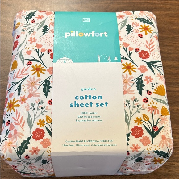 Pillowfort Floral Cotton Sheet Set - Pink, Green, Yellow - Picture 1 of 6